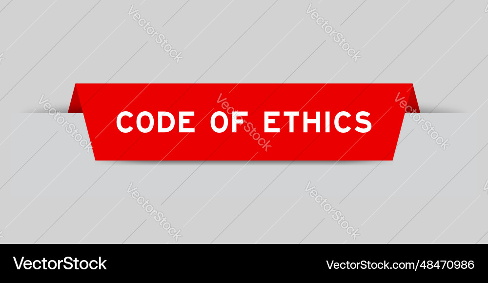 Red color inserted label with word code of ethics Vector Image