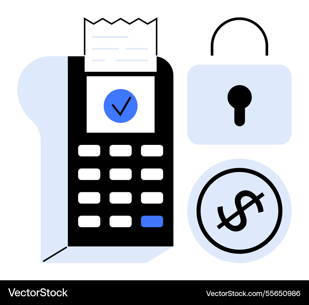 Secure payment system with card terminal lock Secure payment system with card terminal lock vector image