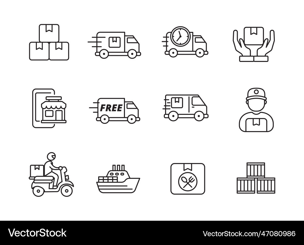 Set of delivery icon with linear style Vector Image