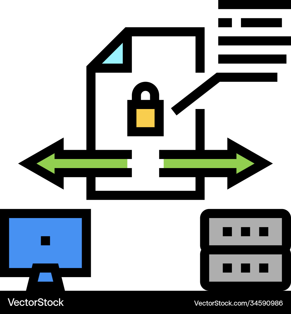 Sichere Datei hochladen Computer-Server-Farbsymbol Sichere Datei hochladen Computer-Server-Farbsymbol vektorbild