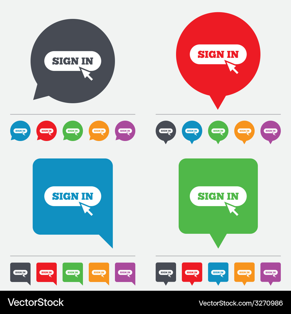 Sign in with cursor pointer icon login symbol Vector Image