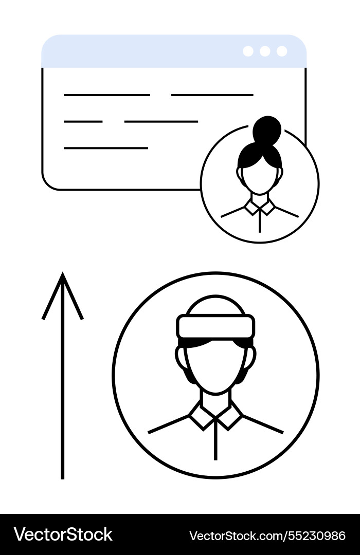 Virtual team collaboration with interface elements Virtual team collaboration with interface elements Vector Image