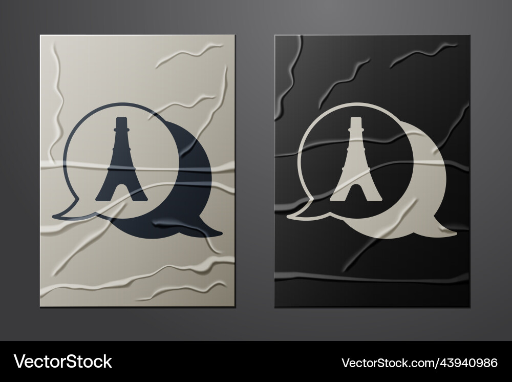 White eiffel tower icon isolated on crumpled White eiffel tower icon isolated on crumpled vector image