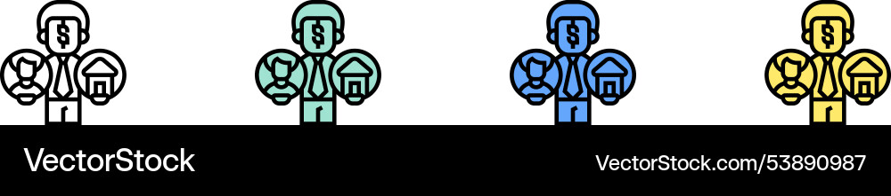 Broker icon outline green blue and yellow style Broker icon outline green blue and yellow style vector image