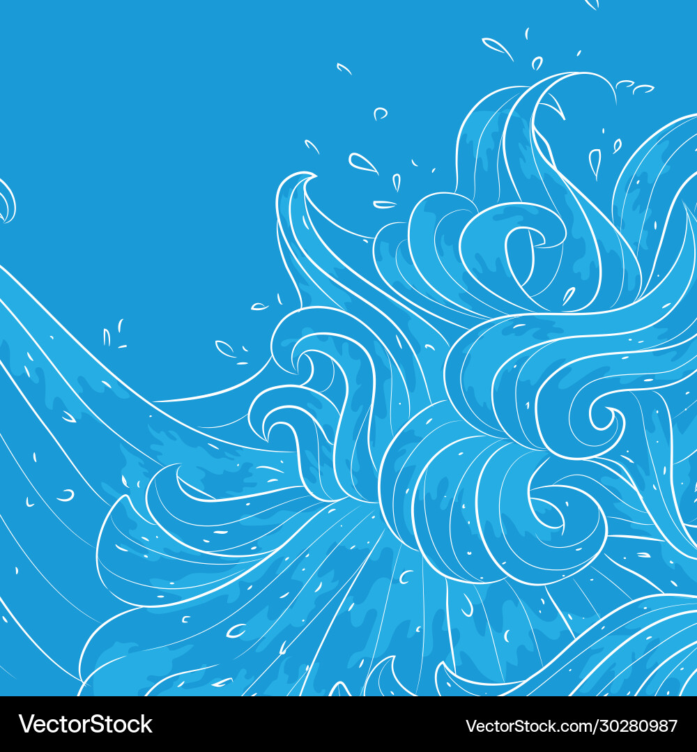Clean clear water wave splashing creating surge Vector Image