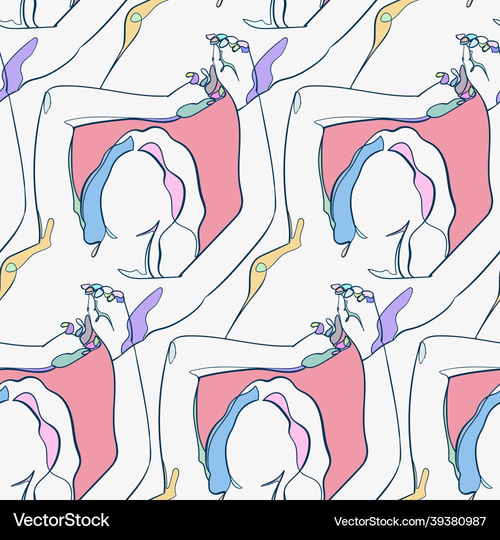 Colorful girl face stained glass style seamless Colorful girl face stained glass style seamless vector image