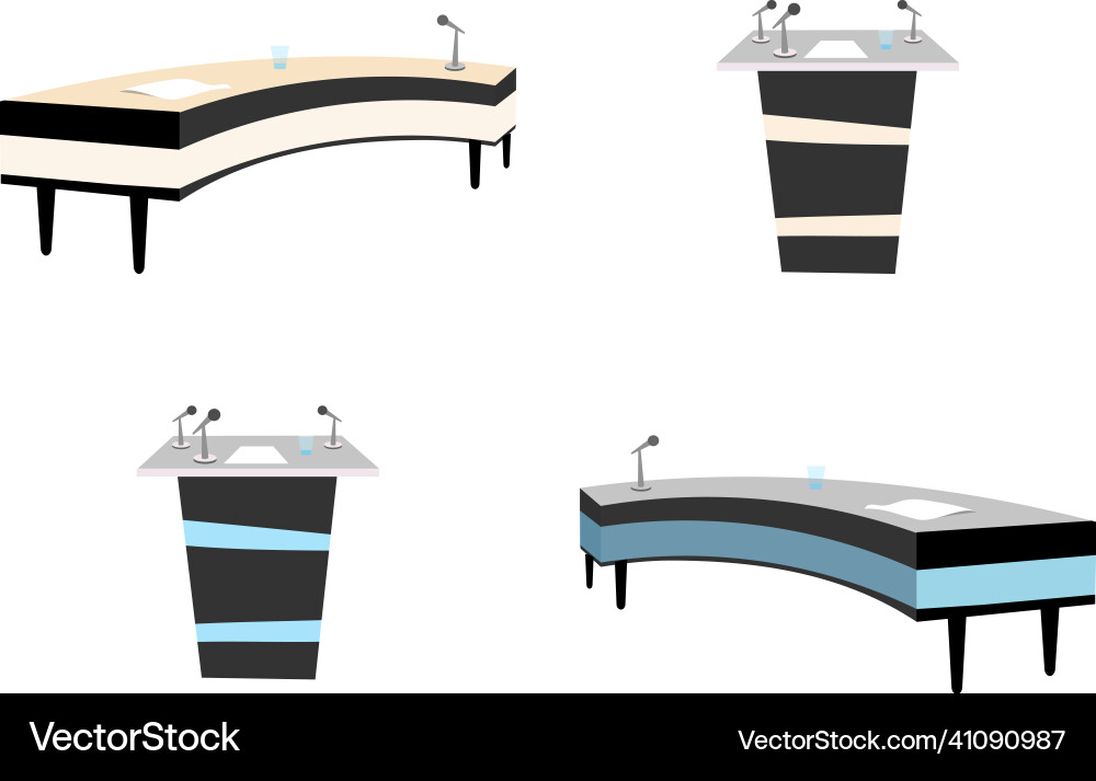 Conference tables flat color objects set Conference tables flat color objects set vector image