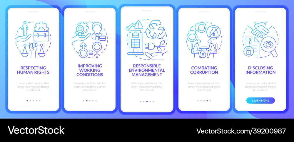 Csr issues blue gradient onboarding mobile app Csr issues blue gradient onboarding mobile app vector image