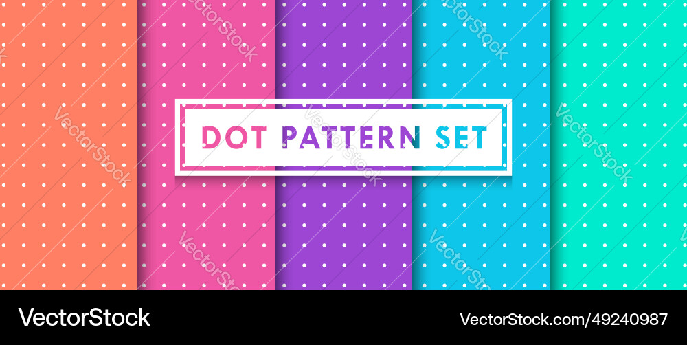 Dotted grid colorful pattern background set Dotted grid colorful pattern background set vector image