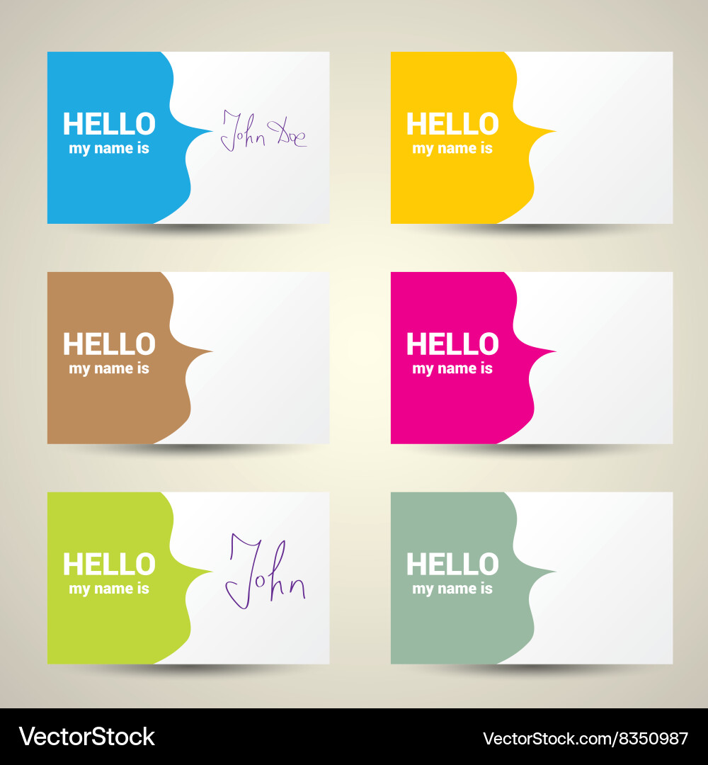 Hello my name is tag set vector image
