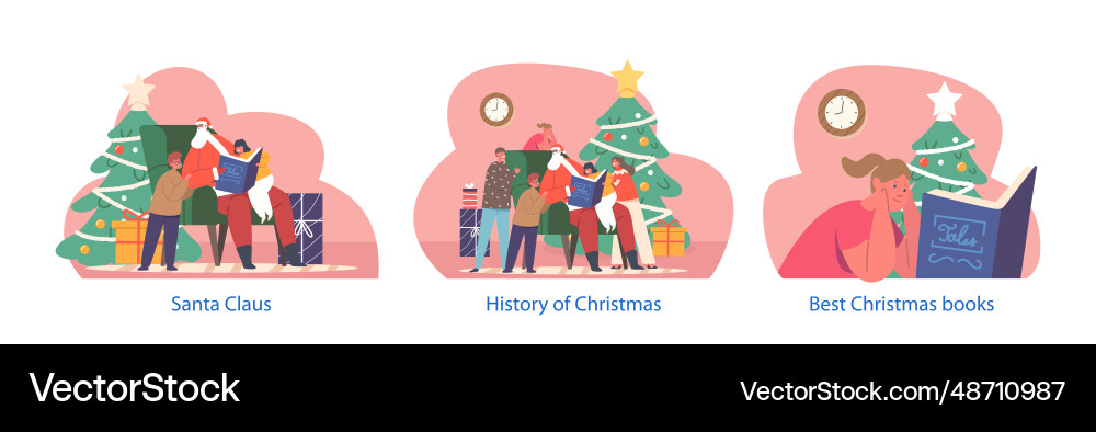 Isolated elements with santa claus character Isolated elements with santa claus character Vector Image