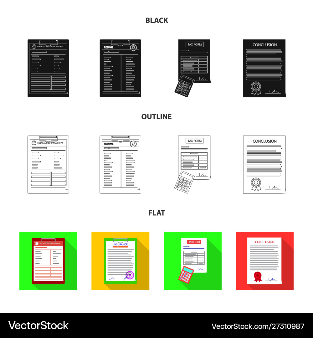 Isolated object form and document symbol set vector image