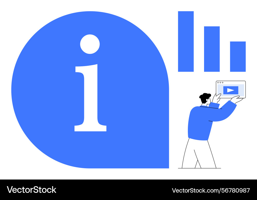 Man presenting video tutorial with information Man presenting video tutorial with information vector image