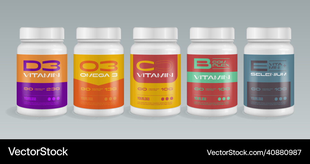 Medizin Vitamin Flaschensatz Medizin Vitamin Flaschensatz vektorbild