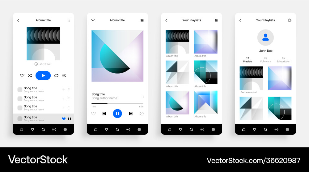 Music App UI Mockup - Smartphone Interface vector image