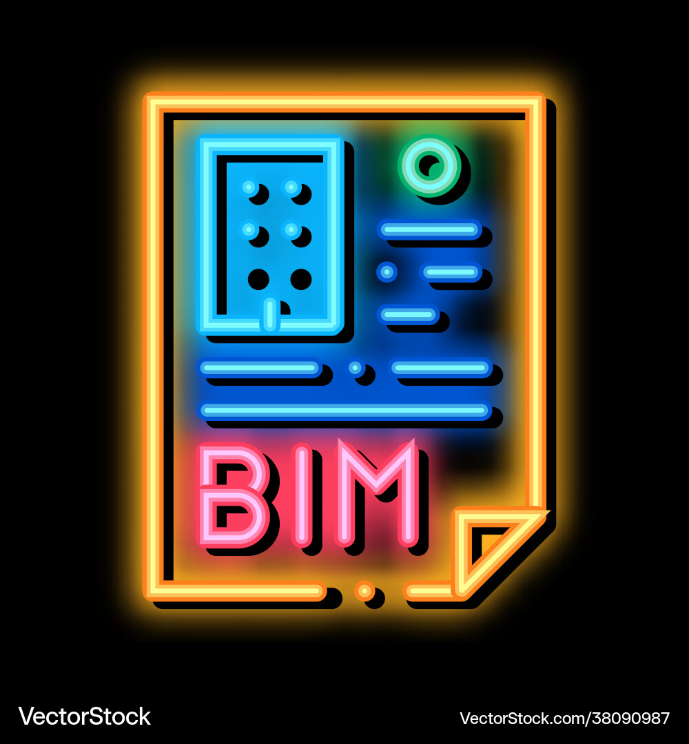 Report on building information modeling neon glow Report on building information modeling neon glow vector image