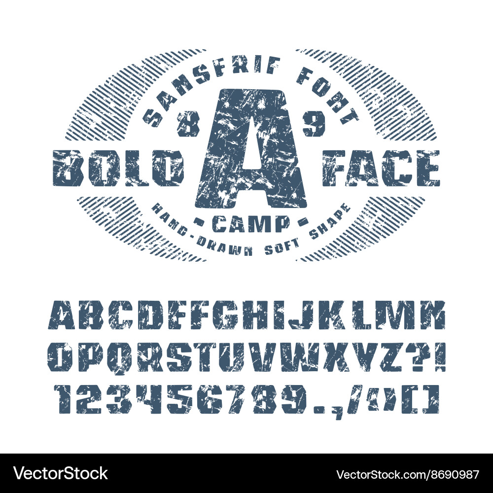 Sanserif font with hand drawn soft shape vector image