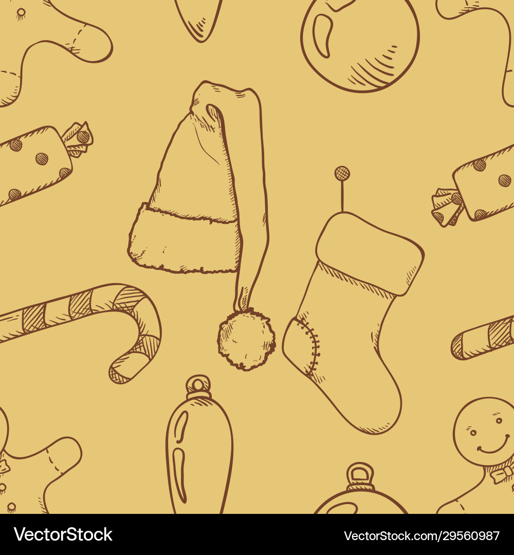 Seamless pattern background with sketch christmas Vector Image