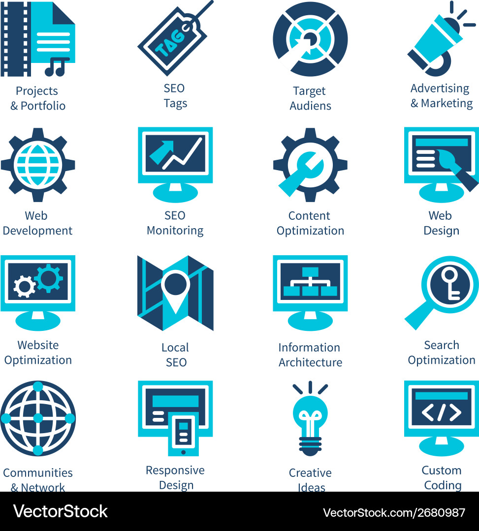 Seo and internet optimization icon set isolated vector image
