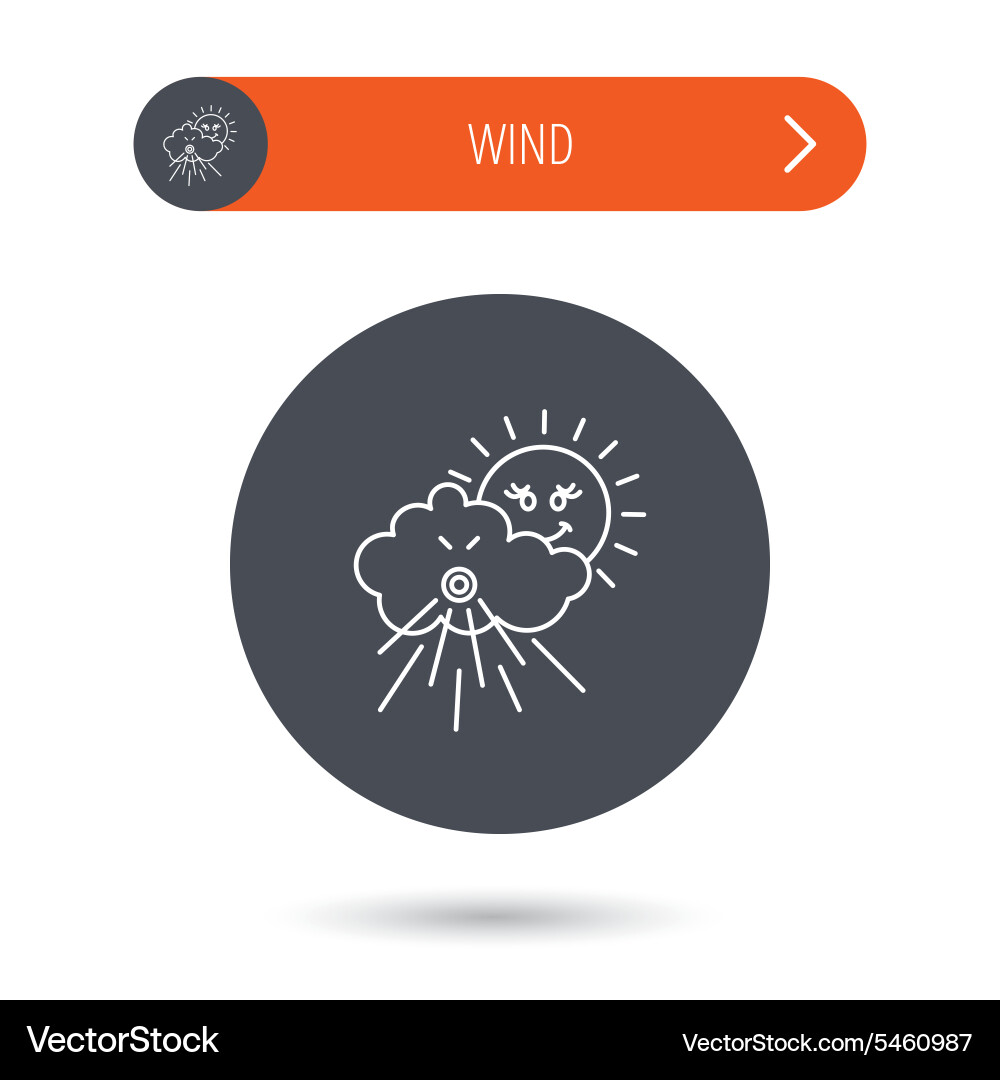 Wind icon cloud with sun and storm sign Vector Image