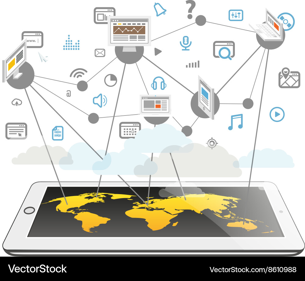 Abstract scheme of modern computer network design Vector Image