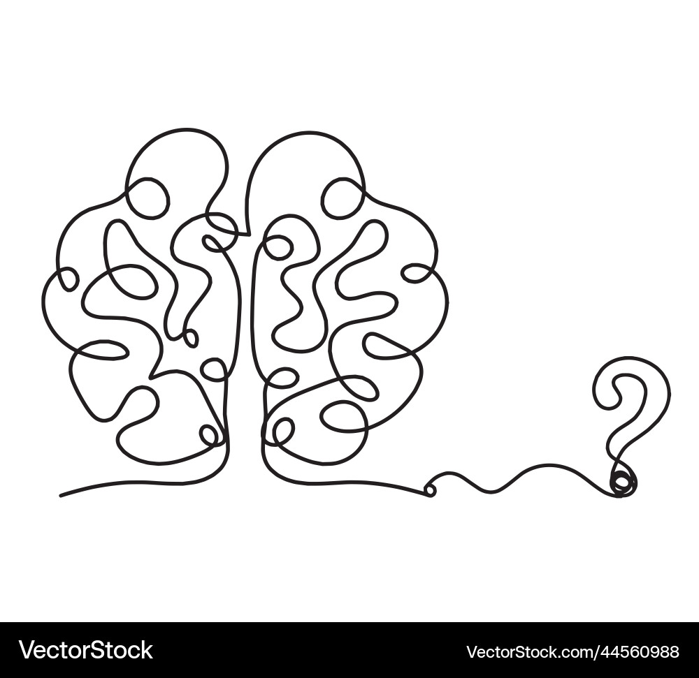 Brain Silhouette with Question Mark Vector Image