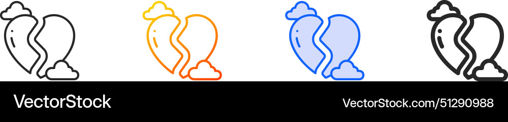 Broken heart iconthin linear gradient blue stroke Broken heart iconthin linear gradient blue stroke Vector Image