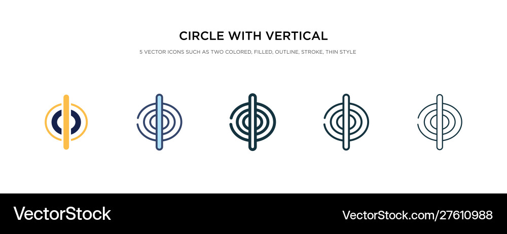 Circle with vertical line icon in different style Circle with vertical line icon in different style vector image