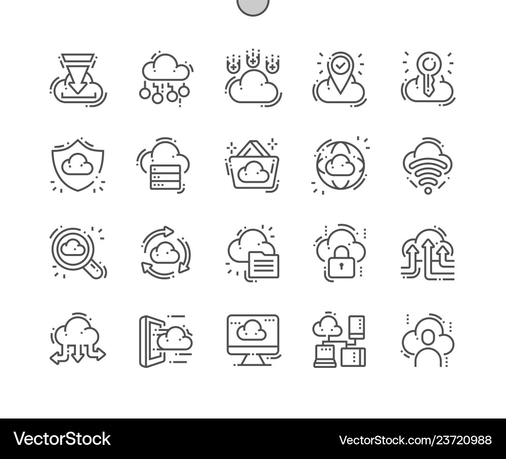 Cloud Computing Icons - Thin Line vector image
