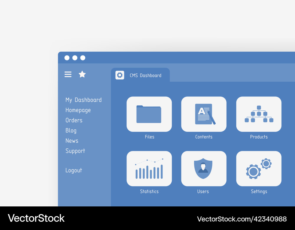 CMS Admin Dashboard Interface vector image