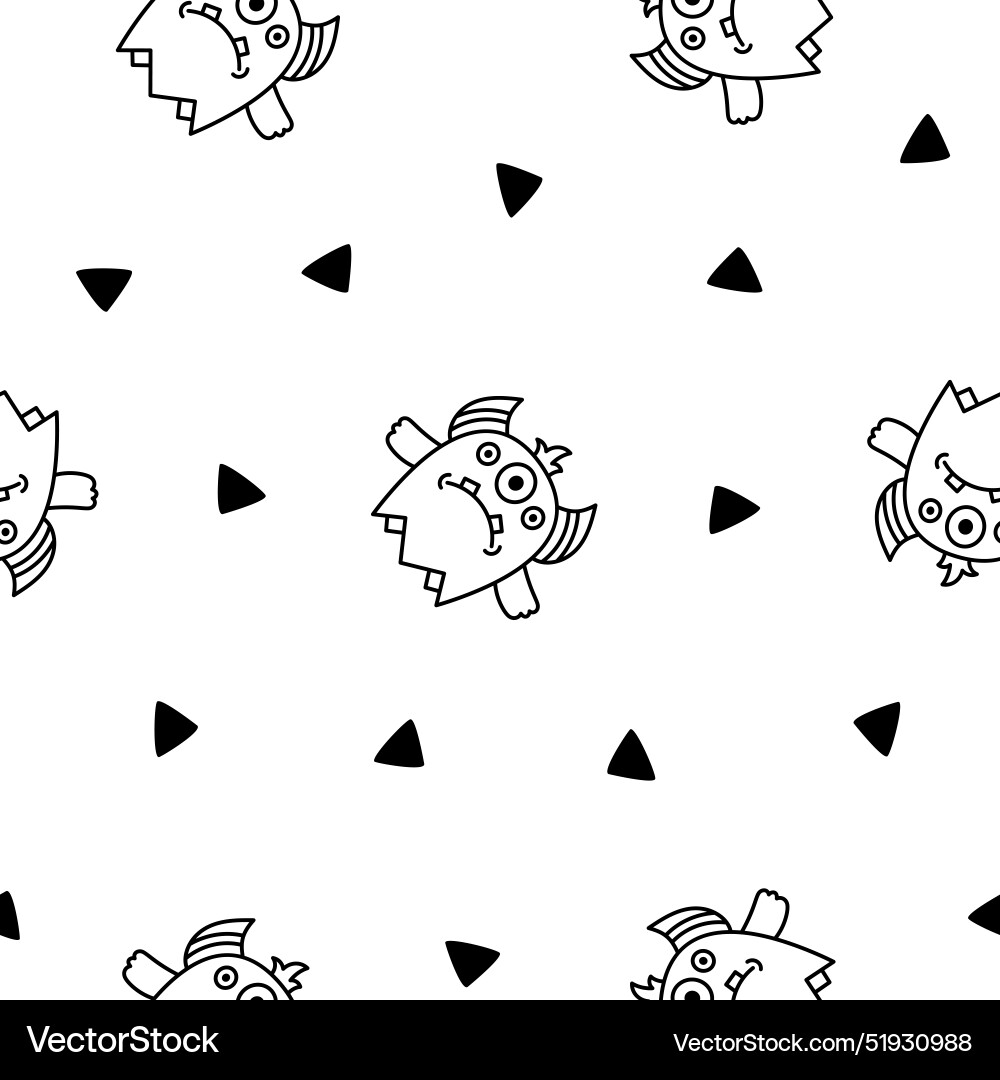 Cute kawaii monster seamless pattern coloring Cute kawaii monster seamless pattern coloring vector image