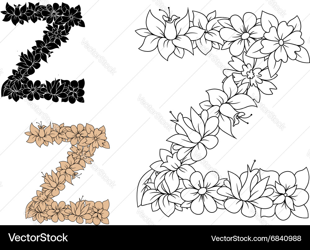 Elegant Z with Floral Accents vector image