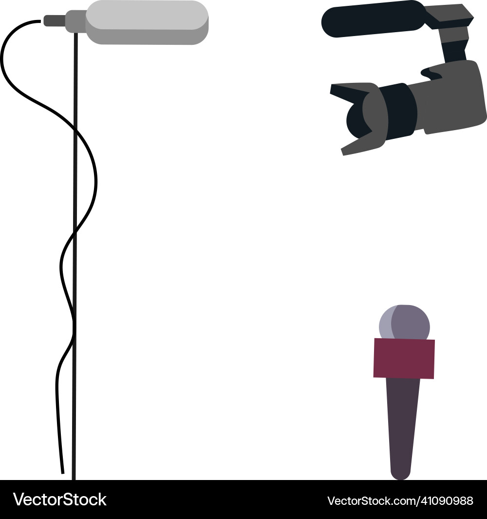 Journalist equipment flat color objects set Journalist equipment flat color objects set vector image