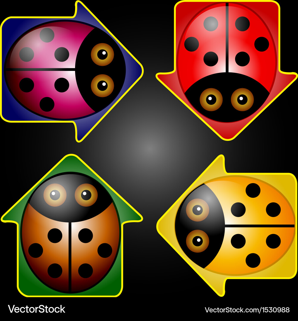 Ladybug arrow buttons vector image