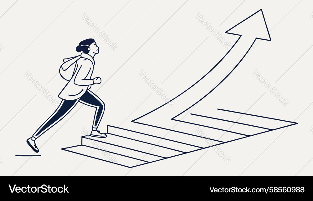 Man Ascending Graph - Motivation & Progress Vector Image