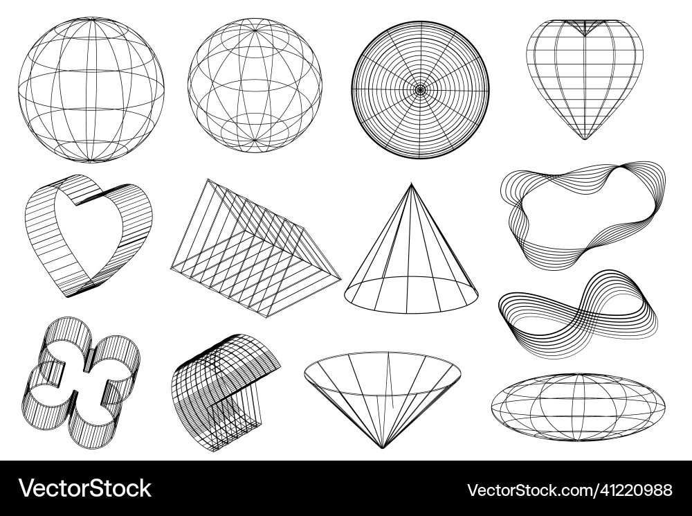 Mesh abstract shapes with globe in minimal style Vector Image