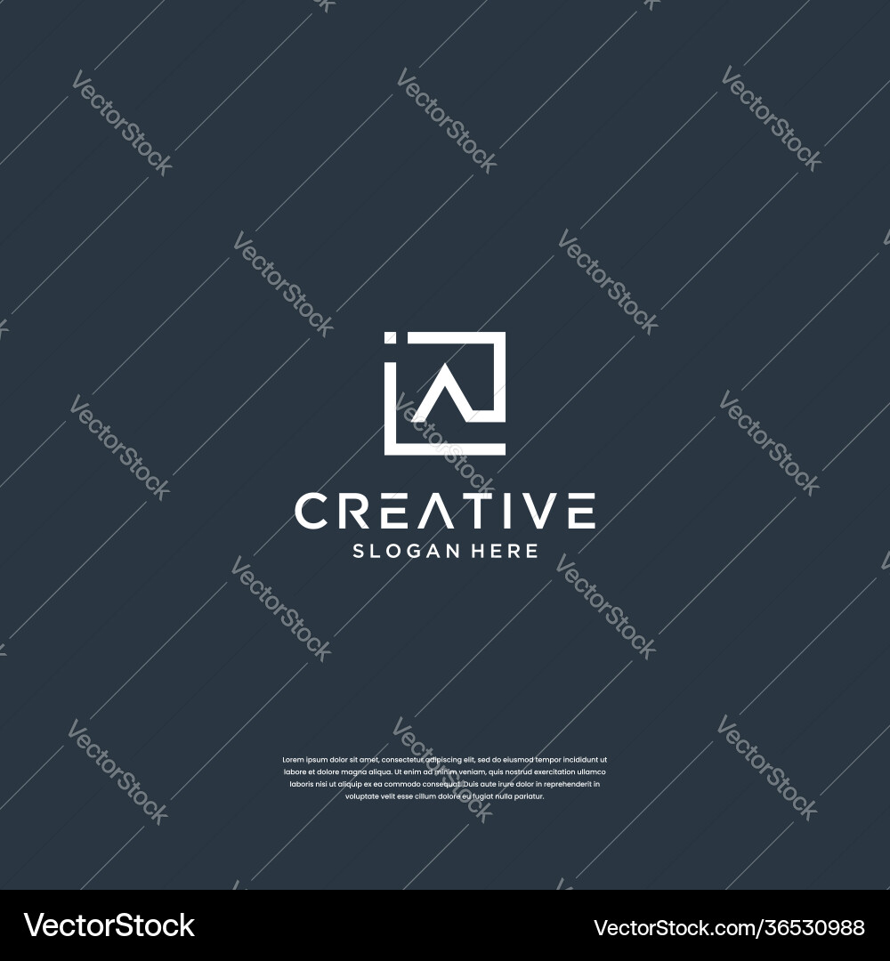 Minimal initials a with square logo design vector image