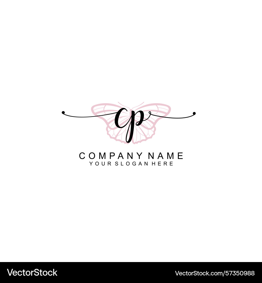 Minimalist handwritten cp initial logos with soft vector image