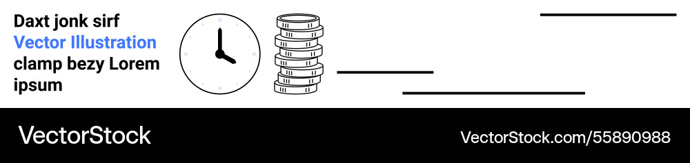Minimalistic clock and stack of coins Minimalistic clock and stack of coins Vector Image
