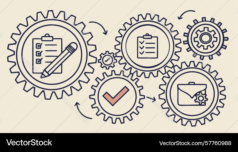 Process management efficiency workflow icons vector image