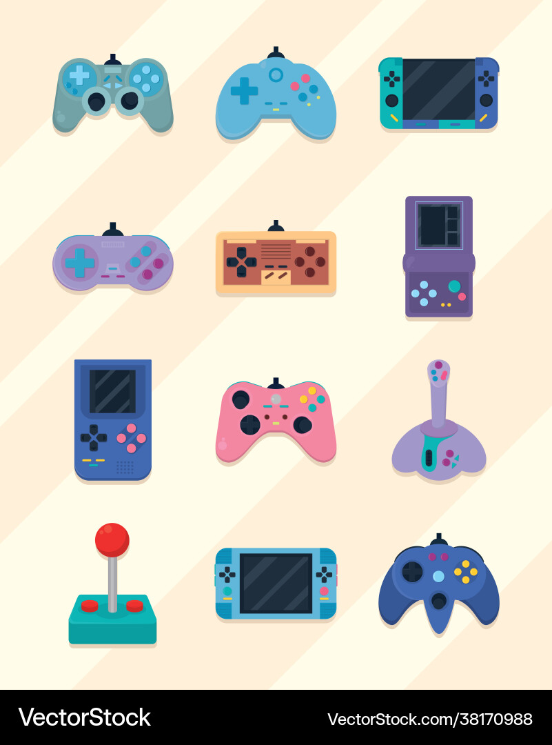 Retro Game Controller Icons vector image