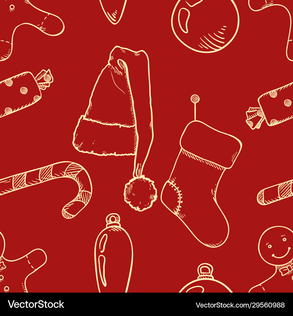 Seamless pattern background with sketch christmas Vector Image