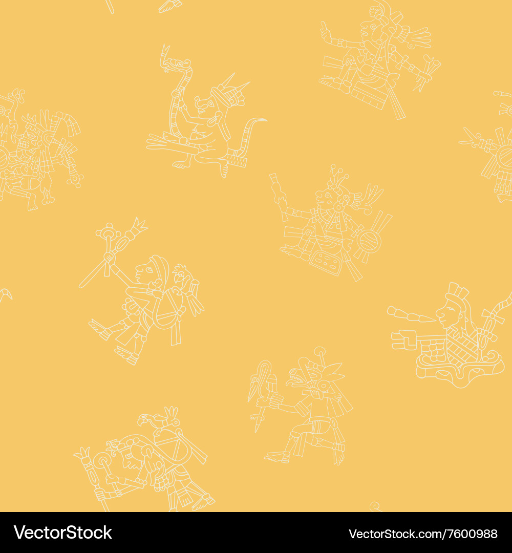 Seamless pattern with symbols from aztec codices Vector Image