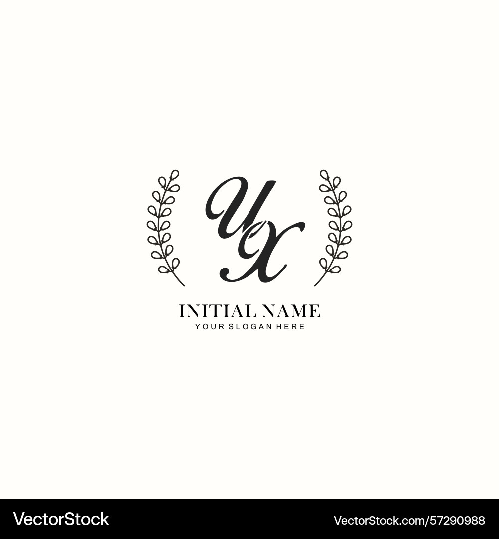 Ux initial logo templates with botanical elements Ux initial logo templates with botanical elements vector image