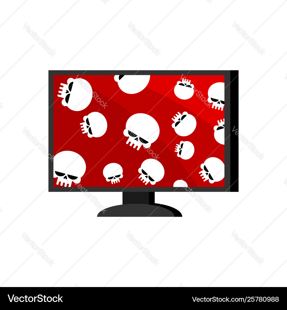 Virus in computer skull on monitor cyber attack Virus in computer skull on monitor cyber attack vector image