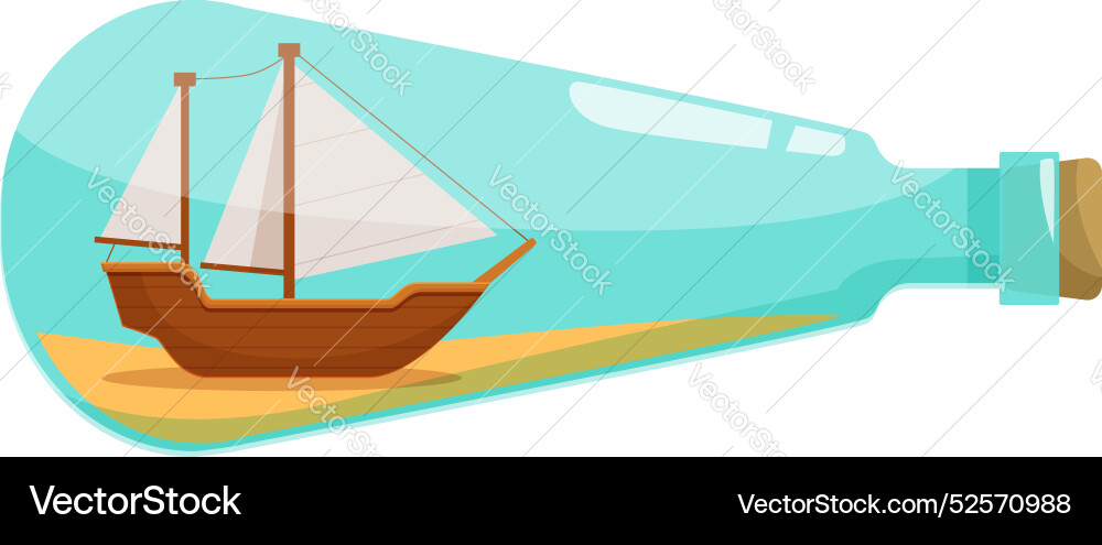 Wooden sailboat sailing on blue water inside Wooden sailboat sailing on blue water inside vector image