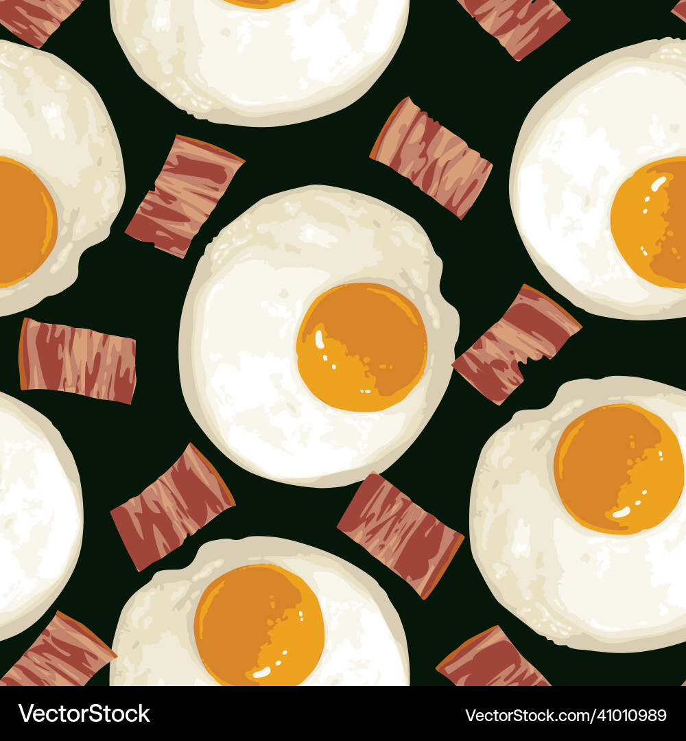 Breakfast Eggs and Bacon Pattern vector image