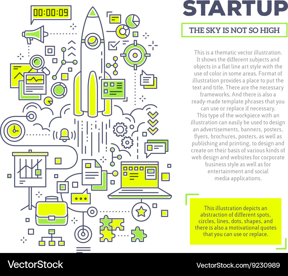 Creative concept of startup with header vector image