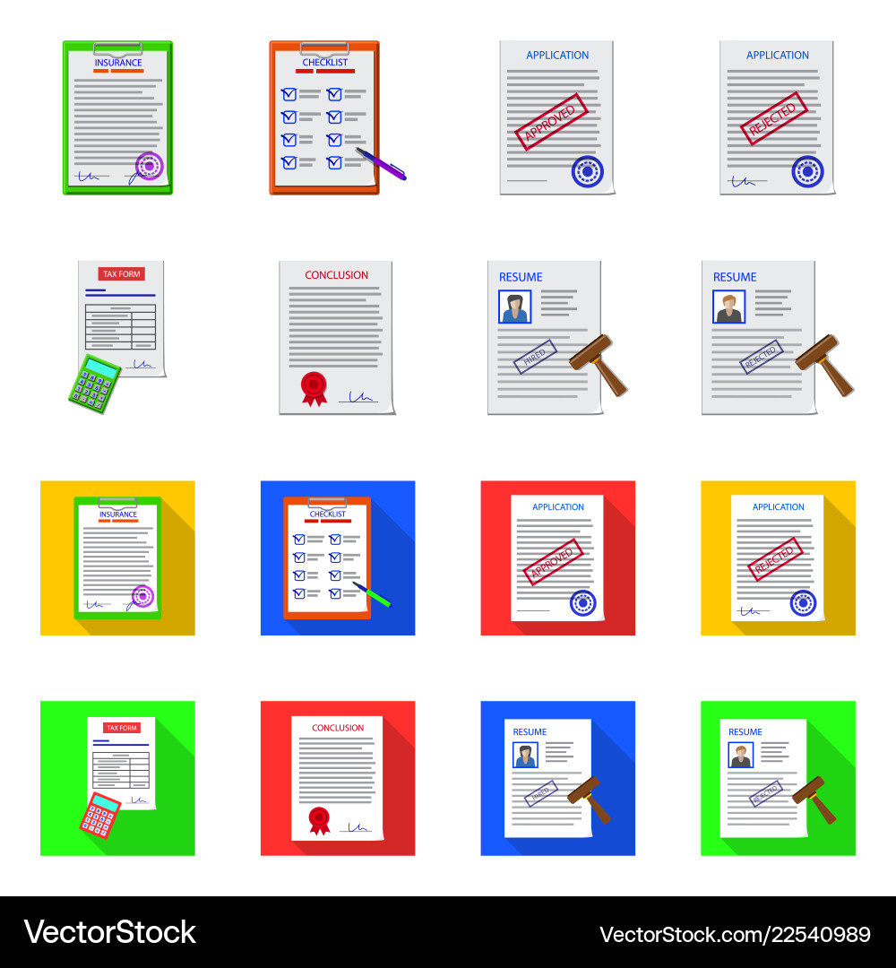 Design of form and document symbol set Vector Image