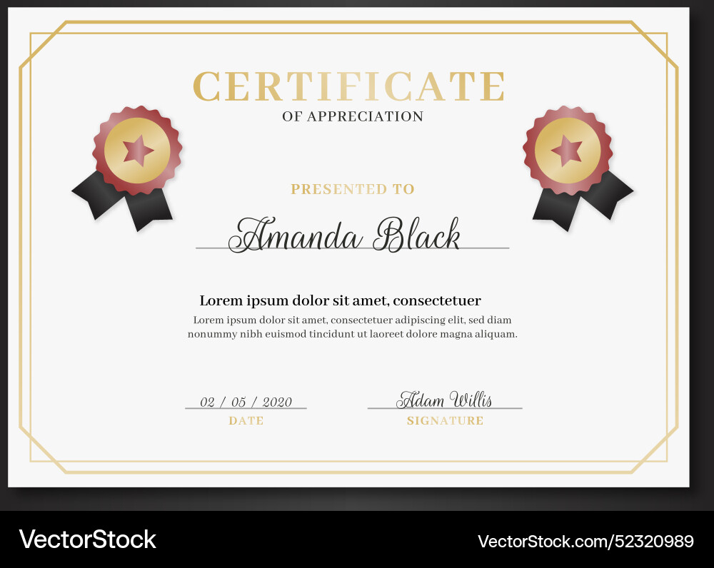 Elegant certificate template with frame Vector Image